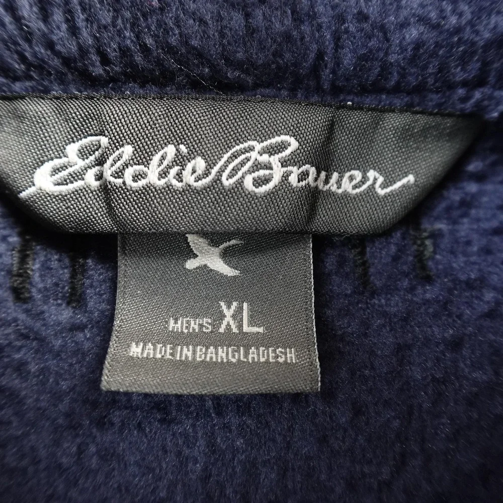 Eddie Bauer Vest Mens XL Blue Fleece Full Zip‎ Jacket Outdoor Hiking Warm Trail